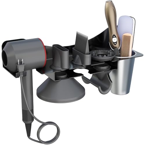 Lifewit Föhn Halterung Wand Haartrockner, föhnhalterung ohne Bohren mit Steckerhalter und Aufbewahrung für Badezimmer/Barbershop, Selbstklebend Fönhalterung für Dyson föhn, Schwarz von Lifewit