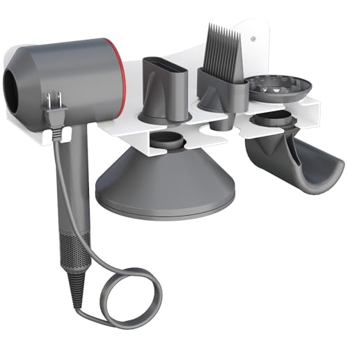Lifewit Föhn Halterung Wand Haartrockner, föhnhalterung ohne bohren mit Steckerhalter für Badezimmer/Barbershop, Selbstklebend Fönhalterung für Dyson föhn, Weiß von Lifewit