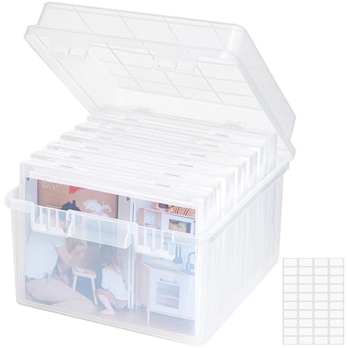 Lifewit Foto Aufbewahrungsbox 13x18 (5R), Foto Box, 7 Innenboxen, transparenter Saatgut Behälter, Aufbewahrungsbox für Bastelzeug, Karten, Bilder, Stempel, Bürobedarf, mit 1 Lage Etikettensticker von Lifewit