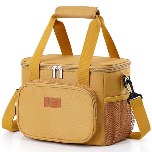 Lifewit 9L Kühltasche klein unterwegs, Isolierte Cooler Bag Lunchtasche faltbar für Herren und Damen, wasserdichte Thermotasche Umhänge für Essen, Bier, Medikamente, Arbeit, Strand, Reise, Braun von Lifewit