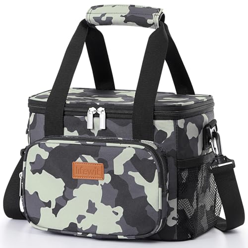 Lifewit 9L Kühltasche klein unterwegs, Isolierte Cooler Bag Lunchtasche faltbar für Herren und Damen, wasserdichte Thermotasche Umhänge für Essen, Bier, Medikamente, Arbeit, Strand, Reise, Tarnmuster von Lifewit