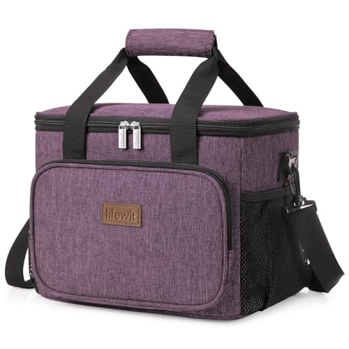 Lifewit 15L Kühltasche klein unterwegs, Isolierte Cooler Bag Lunchtasche faltbar für Herren und Damen, wasserdichte Thermotasche Umhänge für Essen, Bier, Medikamente, Arbeit, Strand, Reise, Lila von Lifewit