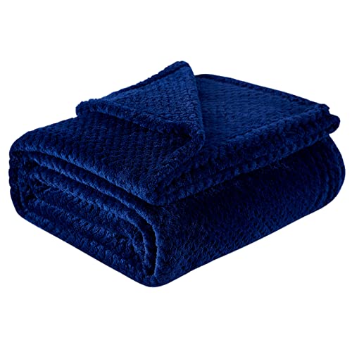 Lifewit Kuscheldecke Waffeldecke für Couch, Sofa, Bett, Reisen, Weiche Flauschige Fleecedecke aus Mikrofaser für alle Jahreszeiten, Marineblau, 130 x 150 cm von Lifewit