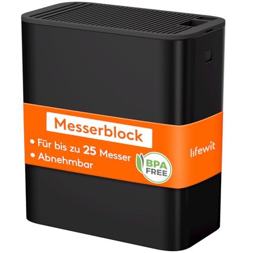 Lifewit Messerblock ohne Messer, Großer Messerhalter für bis zu 25 Messer mit Schlitz für Küchenscheren und Messerschärfer, Messerständer mit Abflusslöcher und Rutschfeste Füße für Küchenarbeitsplatte von Lifewit