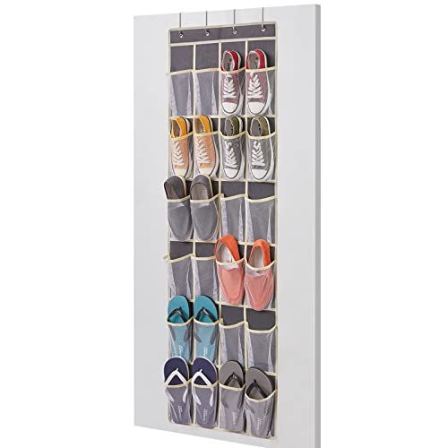 Lifewit Organizer über der Tür für Schuhe, Hängeregal Stoff Hängeorganizer mit 24 Taschen, Schuhregal Hängend Kleiderschrank Organizer für Schlafzimmer, Badezimmer, Schrank, Mittel, Hellgrau von Lifewit