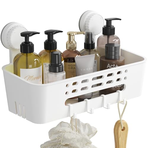 Lifewit Saugnapf Badregal, Duschablage Ohne Bohren, Kunststoff Bad Duschablage mit 4 Haken Duschregal Abnehmbar für Shampoo Conditioner Halter Duschkorb für Badezimmer Küche Organizer, Große, 1 Stück Lifewit Saugnapf Badregal, Duschablage Ohne Bohren, Kunststoff Bad Duschablage mit 4 Haken Duschregal Abnehmbar für Shampoo Conditioner Halter Duschkorb für Badezimmer Küche Organizer, Große, 1 Stück von Lifewit
