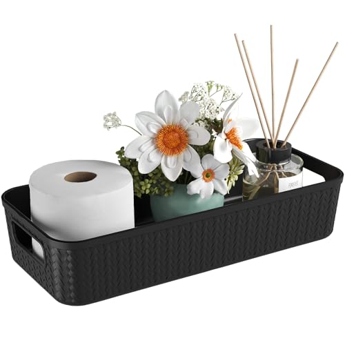 Lifewit Toilettenpapier Aufbewahrung Korb mit Griffen, 1 Stück Badezimmer Aufbewahrungsschrank fur, Klopapier Aufbewahrung Weidenkorb Toilet Paper Behälter, Theken Organizer, Schwarz von Lifewit