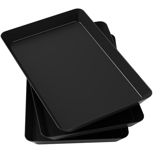 Lifewit Serviertablett aus Kunststoff, Servierplatten für Party, BPA-freie wiederverwendbares Tablett für Snacks, Lebensmittel, Kekse, 3-teiliges Set, 36,7 x 24 cm, Schwarz von Lifewit