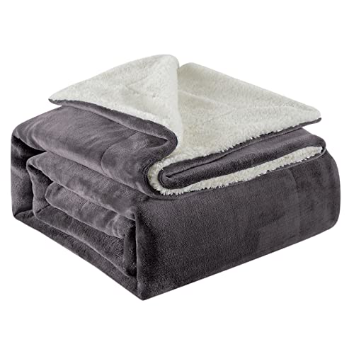 Lifewit Sherpa Kuscheldecke, Wendbar weiche Decke für Couch, Sofa, Bett, Dekorative Dicke, Flauschige Fleecedecke Überwurfdecke für Reisen und Outdoor-Camping, Grau, 130x150cm von Lifewit