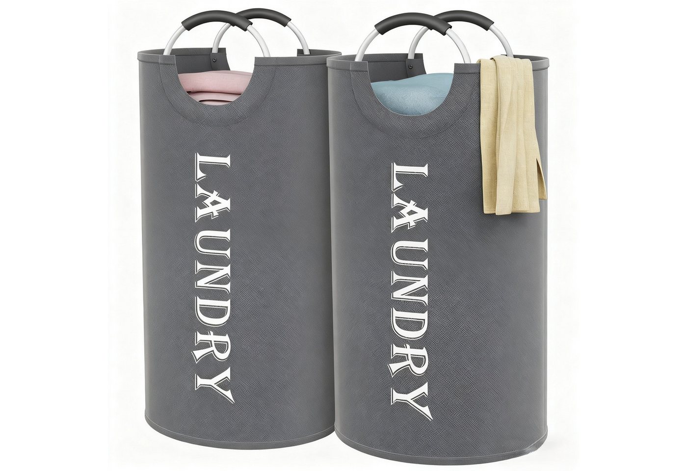 Lifewit Wäschebox Faltbarer Wäschekorb 100L, Tragbarer Wäschesammler mit Aluminiumgriff (2 St) von Lifewit