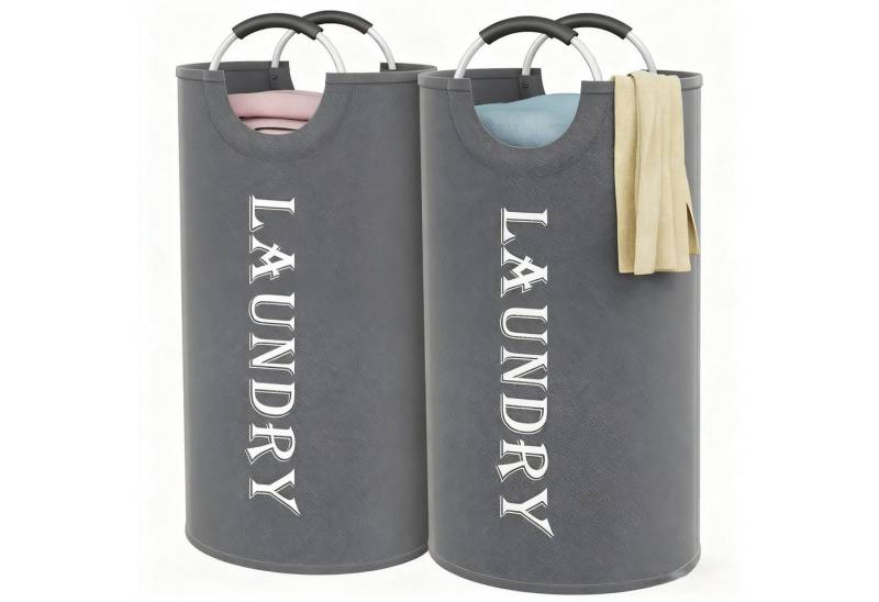 Lifewit Wäschebox Faltbarer Wäschekorb 100L, Tragbarer Wäschesammler mit Aluminiumgriff (2 St) von Lifewit