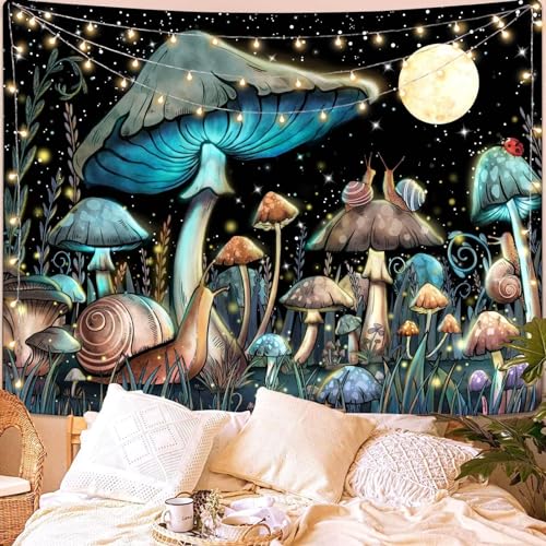 Lifezilla Pilz-Wandteppich, Mond-Wandteppich, niedlicher Wandteppich für Schlafzimmer, ästhetisch, Anime-Wandteppich, ästhetische Wohnheim-Dekoration (127 x 152 cm) von Lifezilla