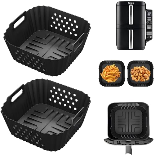 2 Stück Airfryer Zubehör für Ninja Double Stack 7,6L Air Fryer SL300EU, BPA Frei Silikonform Heißluftfritteuse(14,5 x 14,5 x 8CM), Air Fryer Silikon Einsatz für Dual Zone Luftfritteuse von Lifhety
