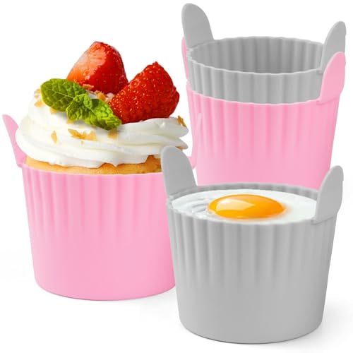 Lifhety Silikonform Heißluftfritteuse 4 Stück, BPA-frei Muffinform Silikon, Antihaft Auflaufförmchen für Luftfritteuse, Großer Eier Pochierer für Airfryer Zubehör von Lifhety