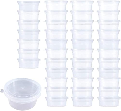 Lifreer 40 Stück Kunststoffbehälter mit Deckel, kleine Töpfe mit Deckel, Schleimbehälter, auslaufsichere Saucenbehälter mit Deckel, kleine Aufbewahrungstöpfe von Lifreer