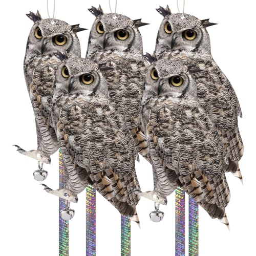 Eulenattrappe zum Erschrecken von Vögeln, 5PCS Vogelscheuche zum Aufhängen, um Tauben und Spechte aus dem Garten oder Hof fernzuhalten von Lifreer