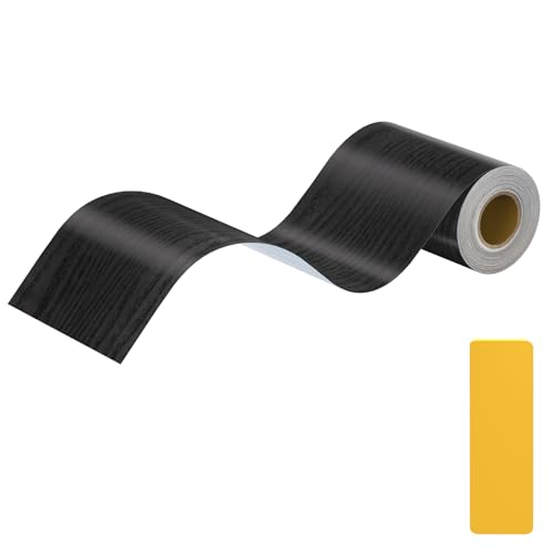 Lifuncren 10 cm x 5 m Tapetenbordüre Selbstklebend, Wasserdichtes Selbstklebende Bordüre Wandtattoo, Klebeband Holzoptik, Holzmaserung Reparatur Klebeband für Möbel Tür Boden Küche (Schwarz) von Lifuncren
