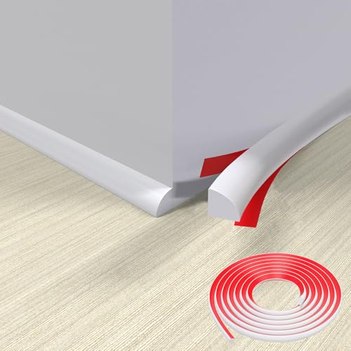 Lifuncren Flexible Zierleiste Selbstklebend TPE 3 M Deckenleisten Selbstklebend Wandleisten Viertelstab Dreieck Zierleiste Wandübergang Zierleisten Wand für Wandkanten Fliesenkanten Boden (Weiß) von Lifuncren