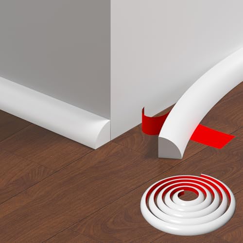 Lifuncren Flexible Zierleiste Selbstklebend TPE 5 M Deckenleisten Selbstklebend Wandleisten Viertelstab Dreieck Zierleiste Wandübergang Zierleisten Wand für Wandkanten Fliesenkanten Boden (Weiß) von Lifuncren