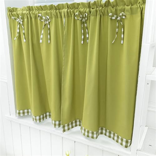 Lifup 2er Set Scheibengardinen Bistrogardine, Blickdicht Vorhang Fenstervorhang Gardine für Kleine Fenster Küche Wohnzimmer Landhaus Grün 74B x 61H (cm) von Lifup