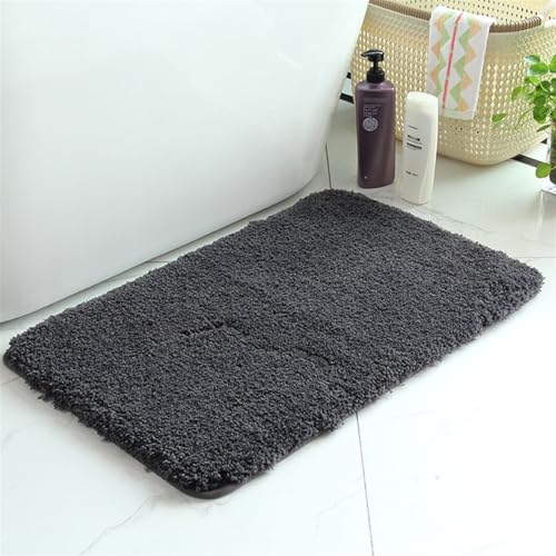 Lifup Badematte rutschfest, Hochflor Flauschig Badezimmerteppich, Weicher Saugfähig Waschbar Badvorleger Badezimmer Duschvorleger Dunkelgrau 100 x 160 cm von Lifup