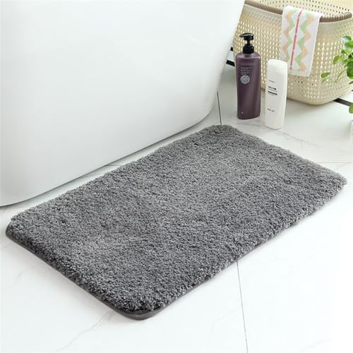 Lifup Badematte rutschfest, Hochflor Flauschig Badezimmerteppich, Weicher Saugfähig Waschbar Badvorleger Badezimmer Duschvorleger Grau 100 x 160 cm von Lifup