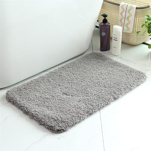 Lifup Badematte rutschfest, Hochflor Flauschig Badezimmerteppich, Weicher Saugfähig Waschbar Badvorleger Badezimmer Duschvorleger Hellgrau 61 x 120 cm von Lifup