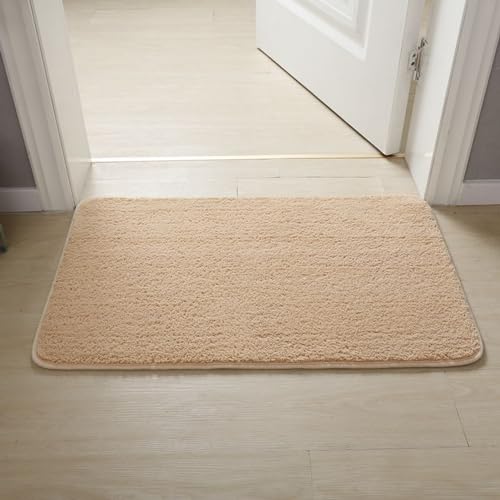 Lifup Badezimmerteppich rutschfest Badematte, Saugfähig Weiche Hochflor Duschvorleger, Flauschige Mikrofaser Badvorleger für Badezimmer Beige 80 x 200 cm von Lifup