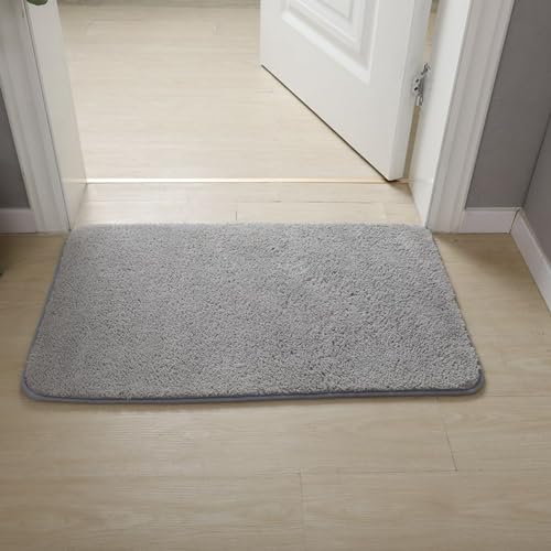 Lifup Badezimmerteppich rutschfest Badematte, Saugfähig Weiche Hochflor Duschvorleger, Flauschige Mikrofaser Badvorleger für Badezimmer Grau 120 x 200 cm von Lifup