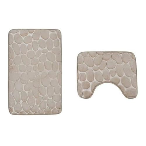 Lifup Badteppich Set 2 Teiliges, rutschfeste Mikrofaser Shaggy Flauschige Weicher Badematte Saugfähig Contour Badezimmerteppich Beige 2 von Lifup