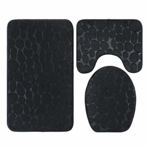 Lifup Badteppich Set 3 Teiliges, rutschfeste Mikrofaser Shaggy Flauschige Weicher Badematte Saugfähig Contour Badezimmerteppich mit Toilettendeckelabdeckung Schwarz Lifup Badteppich Set 3 Teiliges, rutschfeste Mikrofaser Shaggy Flauschige Weicher Badematte Saugfähig Contour Badezimmerteppich mit Toilettendeckelabdeckung Schwarz von Lifup