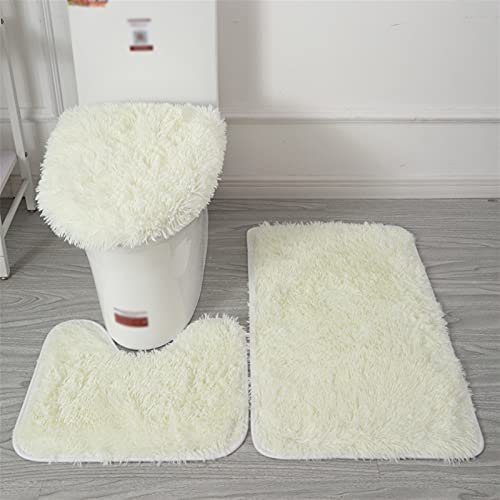 Lifup Badteppich Set 3 Teiliges, rutschfeste Shaggy Badematte, Flauschig Contour Badteppich, Langflor Toilettensitzbezug Elfenbein Lifup Badteppich Set 3 Teiliges, rutschfeste Shaggy Badematte, Flauschig Contour Badteppich, Langflor Toilettensitzbezug Elfenbein von Lifup