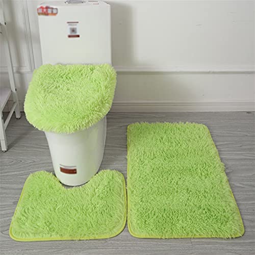 Lifup Badteppich Set 3 Teiliges, rutschfeste Shaggy Badematte, Flauschig Contour Badteppich, Langflor Toilettensitzbezug Frucht Grün Lifup Badteppich Set 3 Teiliges, rutschfeste Shaggy Badematte, Flauschig Contour Badteppich, Langflor Toilettensitzbezug Frucht Grün von Lifup