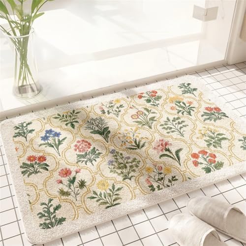 Lifup Boho Badematte rutschfest, Weicher Saugfähig Badezimmerteppich, Flauschig Waschbar Badvorleger Mikrofaser Duschvorleger Grün-Rechteck 40 x 60 cm von Lifup