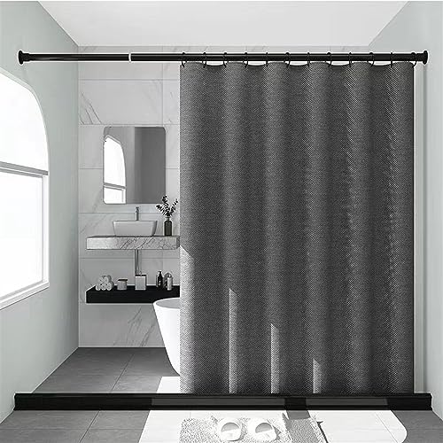 Lifup Duschvorhang aus Stoff, Badvorhang Anti-schimmel, Textile Vorhänge mit Duschvorhangringe, Wasserdichter Duschvorhang für Badezimmer, Badewanne Grau+Stange (90 cm-160 cm) 120 x 200 cm von Lifup