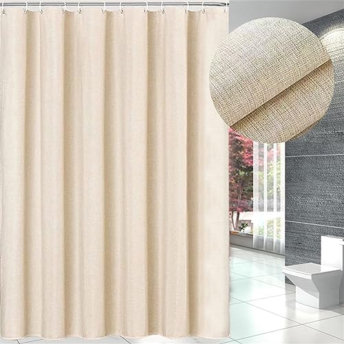 Lifup Duschvorhang aus Stoff, Badvorhang Anti-schimmel und Waschbar, Wasserdicht Badewanne Vorhang Schwerer mit Duschvorhangringe für Badezimmer, Badewanne Beige 120 x 200 cm von Lifup