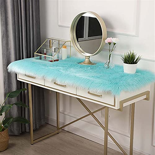 Lifup Faux Lammfell Teppich für Wohnzimmer Schlafzimmer Kinderzimmer Esszimmer, Kunstfell Matte für Stuhl Sofa Tisch Blau 1 40x80cm von Lifup