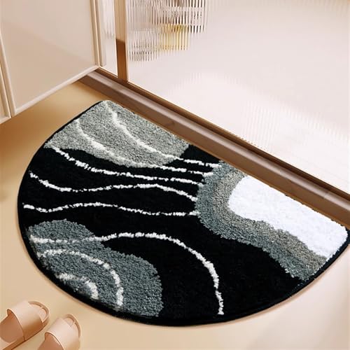 Lifup Halbrund Badematte rutschfest, Boho Waschbar Weich Flauschig Badvorleger, Mikrofaser Hochflor Saugfähig Badezimmerteppich Schwarz 60 x 90 cm Lifup Halbrund Badematte rutschfest, Boho Waschbar Weich Flauschig Badvorleger, Mikrofaser Hochflor Saugfähig Badezimmerteppich Schwarz 60 x 90 cm von Lifup