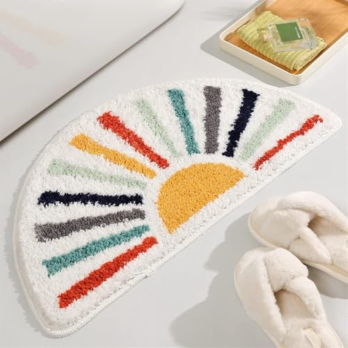 Lifup Halbrund Duschvorlage rutschfest Waschbare, Mikrofaser Badematte, Saugfähig Weich Badteppich Badvorleger für Dusche, Badewannen und Badezimmer Bunt 2 80 120 cm von Lifup