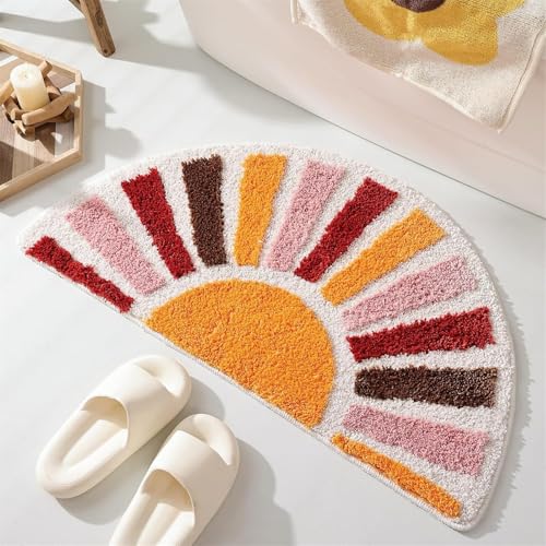 Lifup Halbrund Duschvorlage rutschfest Waschbare, Mikrofaser Badematte, Saugfähig Weich Badteppich Badvorleger für Dusche, Badewannen und Badezimmer Bunt 3 80 x 120 cm von Lifup