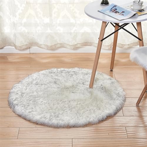 Lifup Hochflor Teppich Wohnzimmer rutschfest Fellteppich Rund, Kunstfell Teppich, Shaggy Flauschig Weich Modern Einfarbig für Esszimmer Kinderzimmer Deko Weiß Grau 45 x 45 cm Lifup Hochflor Teppich Wohnzimmer rutschfest Fellteppich Rund, Kunstfell Teppich, Shaggy Flauschig Weich Modern Einfarbig für Esszimmer Kinderzimmer Deko Weiß Grau 45 x 45 cm von Lifup
