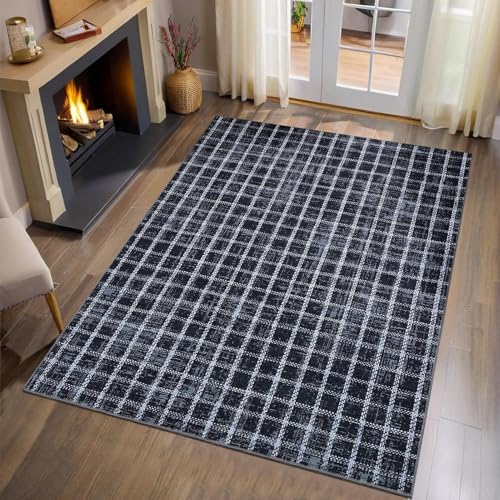 Lifup Kariert Moderner Kurzflor Teppich, Waschbar rutschfest Rechteckiger Teppich für Wohnzimmer Schlafzimmer Eingangsbereich Heimbüro Blau und Weiß 120 x 160 cm Lifup Kariert Moderner Kurzflor Teppich, Waschbar rutschfest Rechteckiger Teppich für Wohnzimmer Schlafzimmer Eingangsbereich Heimbüro Blau und Weiß 120 x 160 cm von Lifup