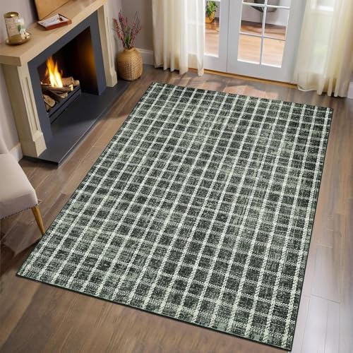 Lifup Kariert Moderner Kurzflor Teppich, Waschbar rutschfest Rechteckiger Teppich für Wohnzimmer Schlafzimmer Eingangsbereich Heimbüro Grün und Weiß 80 x 160 cm Lifup Kariert Moderner Kurzflor Teppich, Waschbar rutschfest Rechteckiger Teppich für Wohnzimmer Schlafzimmer Eingangsbereich Heimbüro Grün und Weiß 80 x 160 cm von Lifup