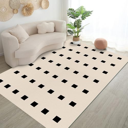Lifup Karierter Teppiche für Wohnzimmer, Moderner Kurzflor Schlafzimmer Teppich Geometrische Muster Waschbar rutschfest für Schlafsaal Heimbüro Schwarz und Beige 120 x 160 cm Lifup Karierter Teppiche für Wohnzimmer, Moderner Kurzflor Schlafzimmer Teppich Geometrische Muster Waschbar rutschfest für Schlafsaal Heimbüro Schwarz und Beige 120 x 160 cm von Lifup