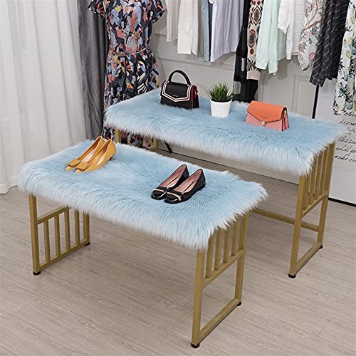Lifup Kunstfell Matte für Stuhl Sofa Tisch, Faux Lammfell Teppich für Wohnzimmer Schlafzimmer Kinderzimmer Esszimmer Quadrat Blau 40x40cm von Lifup