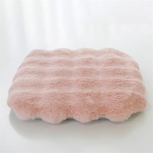 Lifup Sitzkissen Kunstfell Stuhlauflage als Deko Wohnzimmer oder Stuhlkissen, Stuhlkissen mit Bändern Gemütliches Sitzkissen für Esszimmerstuhl oder Bürostuhl Rosa 35 x 35 cm von Lifup