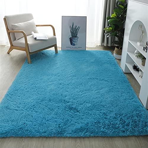 Lifup Teppich Shaggy Anti Rutsch Pflegeleicht, Rechteck Langflor Teppich für Wohnzimmer Schlafzimmer Kinderzimmer Hellblau 80 x 160 cm von Lifup