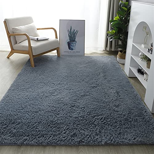 Lifup Teppich Shaggy Anti Rutsch Pflegeleicht, Rechteck Langflor Teppich für Wohnzimmer Schlafzimmer Kinderzimmer Silber Grau 80 x 200 cm von Lifup
