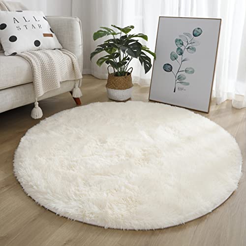 Lifup Teppich Shaggy Anti Rutsch Pflegeleicht, Rund Langflor Teppich für Wohnzimmer Schlafzimmer Kinderzimmer Beige 100 cm von Lifup