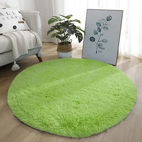 Lifup Teppich Shaggy Anti Rutsch Pflegeleicht, Rund Langflor Teppich für Wohnzimmer Schlafzimmer Kinderzimmer Frucht Grün 120 cm von Lifup